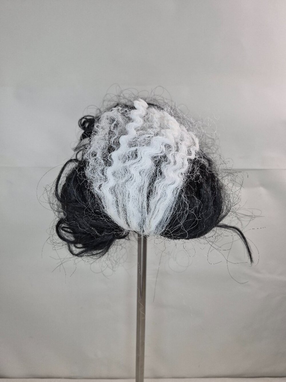 Adult Black and White Center Skunk Stripe Halloween Costume Wig